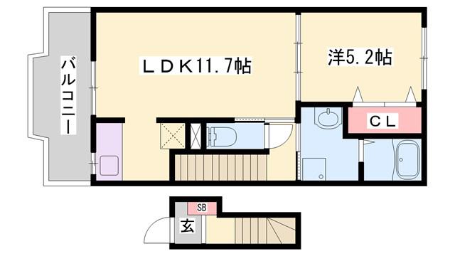 カプリB(1LDK/2階)の間取り写真