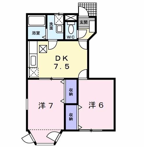 フェアリーコート A(2DK/1階)の間取り写真
