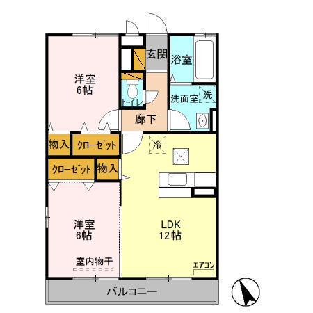 エスポワール A(2LDK/2階)の間取り写真