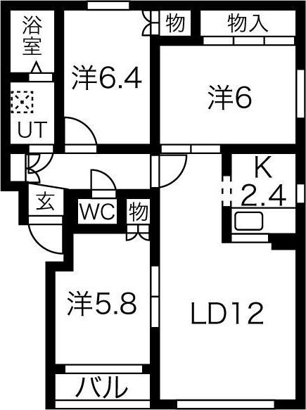 グリシーヌ(3LDK/4階)の間取り写真