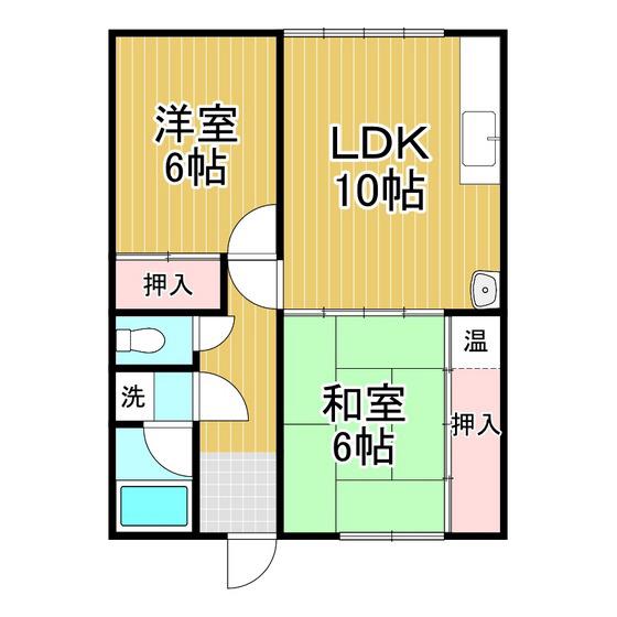 酒巻ハイツ2号棟(2LDK/2階)の間取り写真
