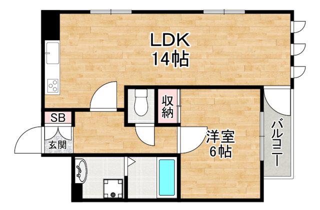 ダグラス鷹合(1LDK/4階)の間取り写真