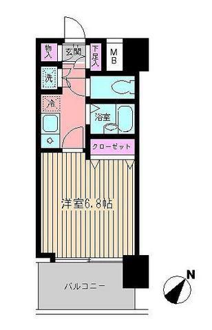 ビイルーム新宿(1K/2階)の間取り写真