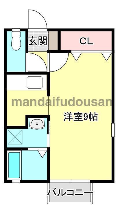 MスクエアV(ワンルーム/1階)の間取り写真