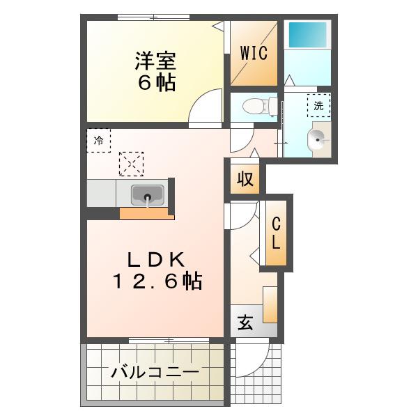 ピングーイースト(1LDK/1階)の間取り写真