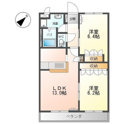 アプリコット(2LDK/2階)の間取り写真