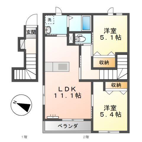 美らハウス(2LDK/2階)の間取り写真