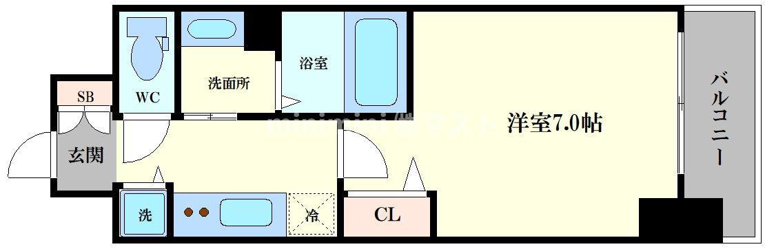 エスリード西九条レジデンス(1K/8階)の間取り写真