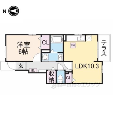 駅 東 館(1LDK/1階)の間取り写真