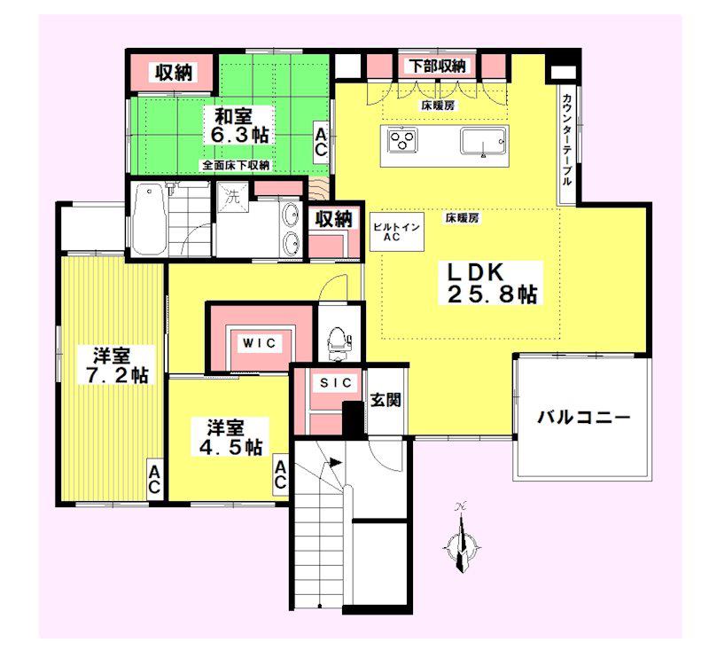 スクエア恵比寿(3LDK/2階)の間取り写真