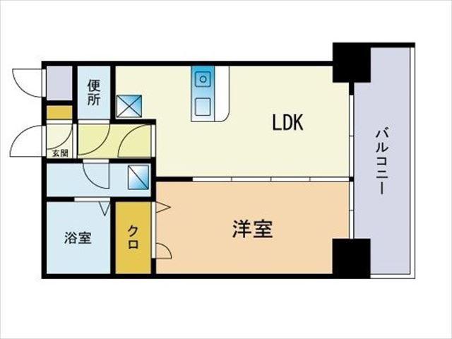 ラフォルトゥーナ姪浜(1LDK/2階)の間取り写真