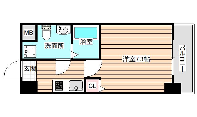 ヴェッセル西九条(1K/6階)の間取り写真