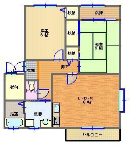 ベルコリーヌ(2LDK/1階)の間取り写真