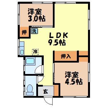 上小島アパート(2DK/2階)の間取り写真