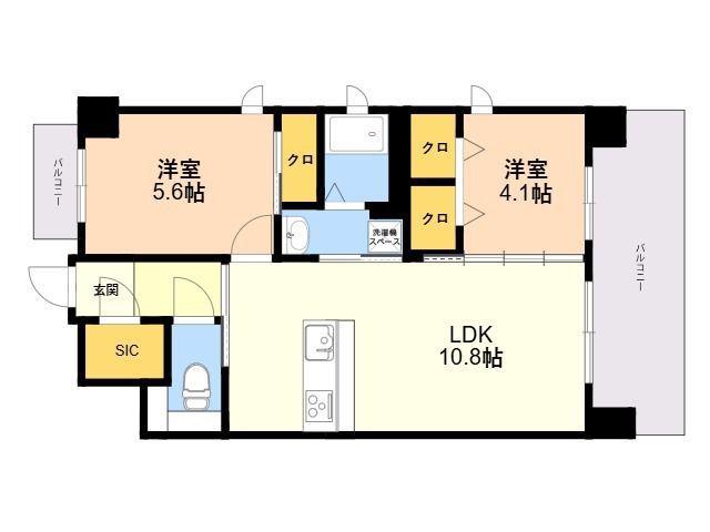 ALFACIO BASE 博多(2LDK/13階)の間取り写真