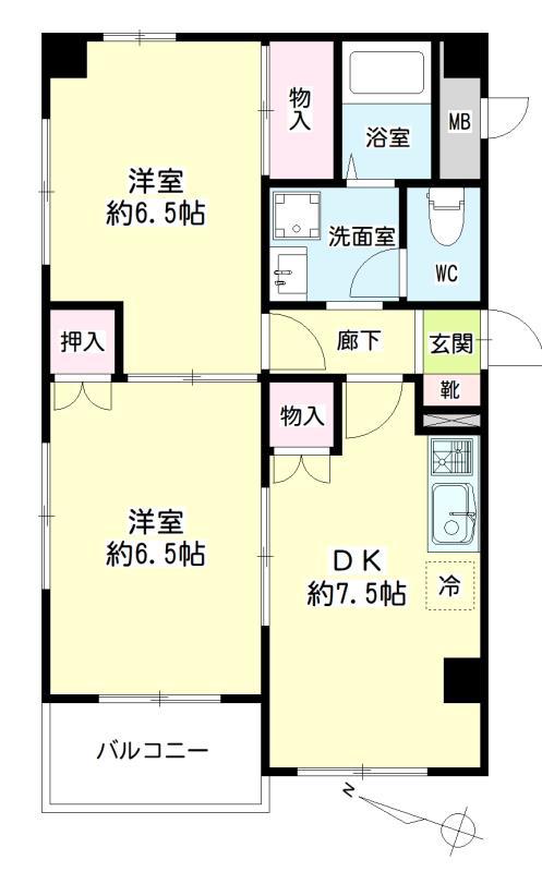 第153新井ビル(2DK/3階)の間取り写真