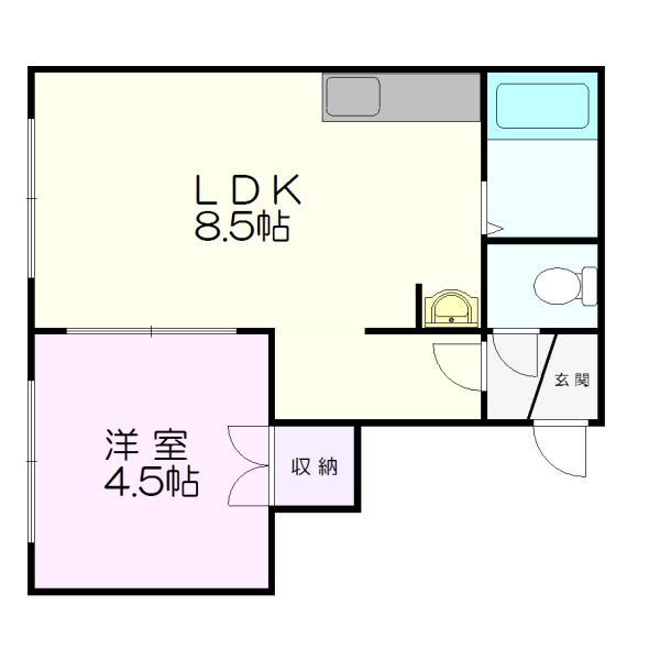 サウス厚別(1LDK/3階)の間取り写真