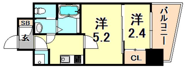 セレニテ神戸プリエ(2K/10階)の間取り写真