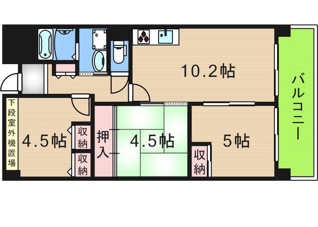 サニーコットン住之江(3LDK/3階)の間取り写真