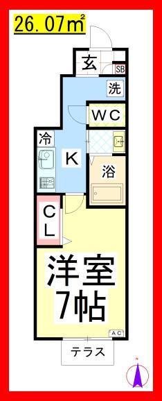 SF サンハイム(1K/1階)の間取り写真