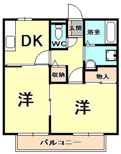 EBISUの森ハイツII(2DK/1階)の間取り写真