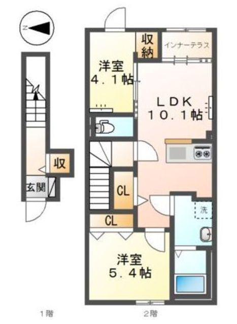 八王子市大谷町工事(2LDK/2階)の間取り写真