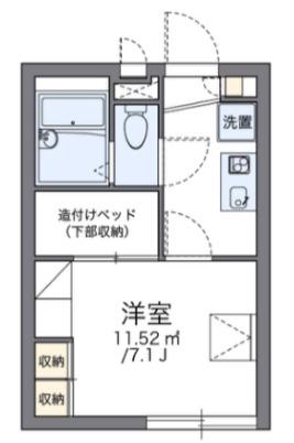 レオパレス千早(1K/1階)の間取り写真