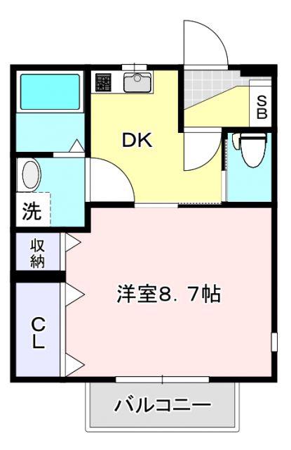 パルテンツァ新白河B棟(1DK/2階)の間取り写真