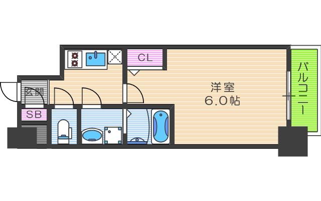 エスリード福島レジデンス(1K/7階)の間取り写真