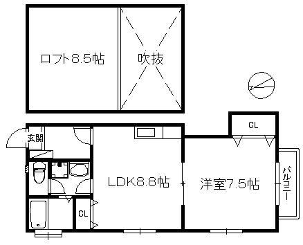 ポラリス橋本西 132(1LDK/2階)の間取り写真