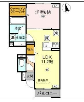 アンクレール(1LDK/1階)の間取り写真