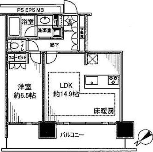 ブリリアグランデみなとみらいパークフロントタワー(1LDK/7階)の間取り写真