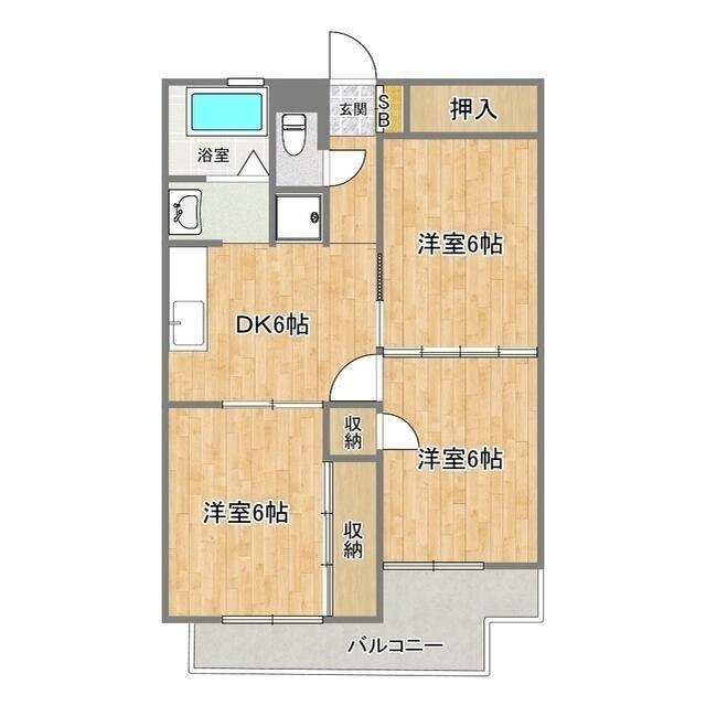 パサージュ新大江(3DK/1階)の間取り写真
