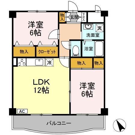 ブリリアントヒルズ(2LDK/1階)の間取り写真