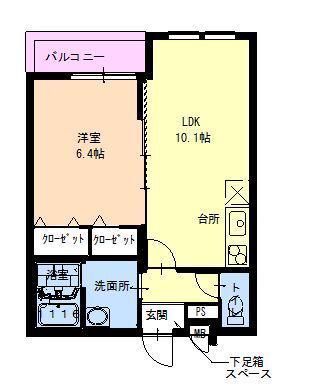 フジパレス西加賀屋(1LDK/3階)の間取り写真