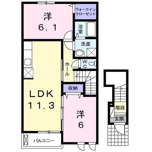 グラン・アルモニ-(2LDK/2階)の間取り写真
