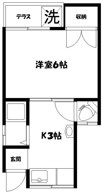 ローズハウス(1K/1階)の間取り写真