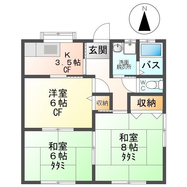 竹内コーポ(3K/1階)の間取り写真