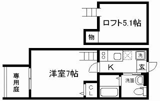 STABLE三条大宮(1K/1階)の間取り写真