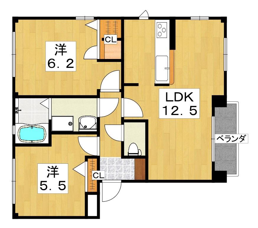 メゾンニッケイ(2LDK/1階)の間取り写真