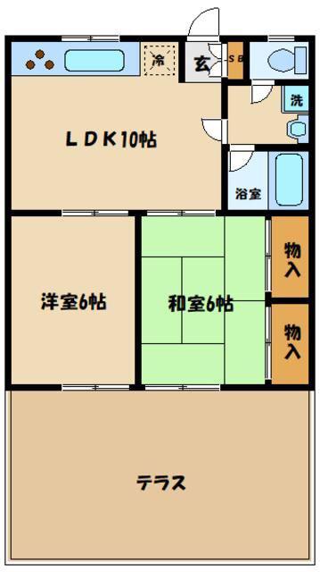 ウィズ調布リバーサイド(2LDK/1階)の間取り写真