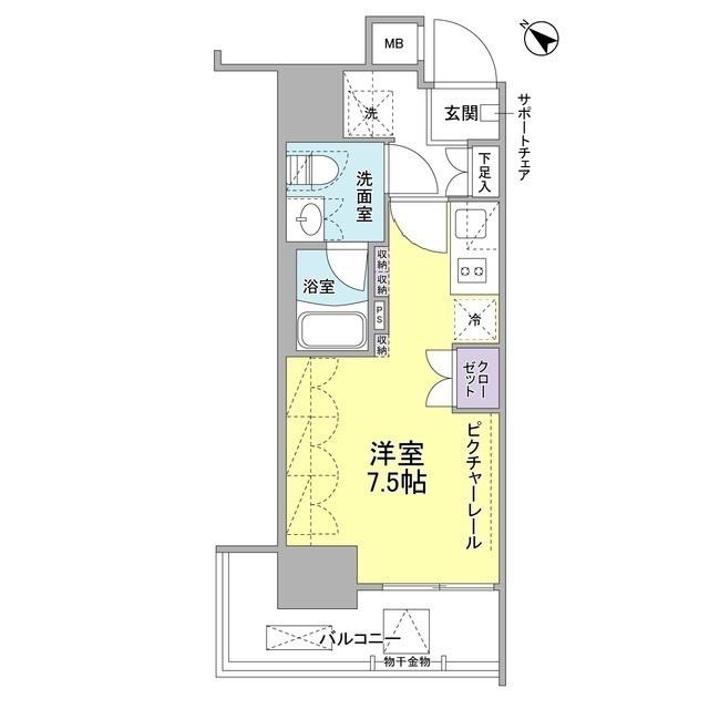 SIL西五反田(ワンルーム/11階)の間取り写真