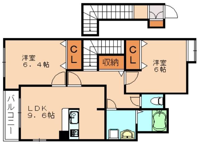 ドルチェ赤坂(2LDK/2階)の間取り写真