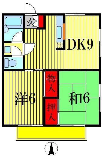 エコーハイツ(2DK/1階)の間取り写真