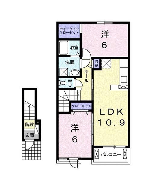 グランディール松島(2LDK/2階)の間取り写真