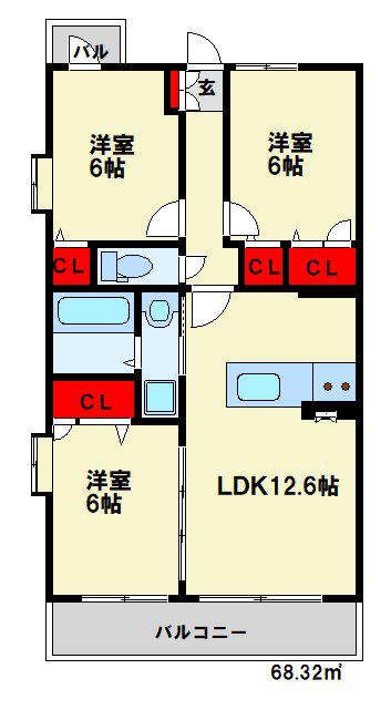 ラフィーネ昭南(3LDK/2階)の間取り写真
