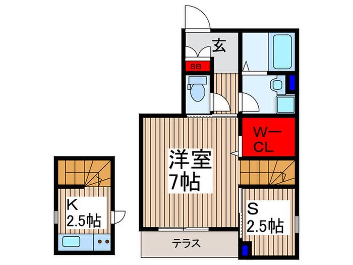 WELINA II棟(1SK/1階)の間取り写真