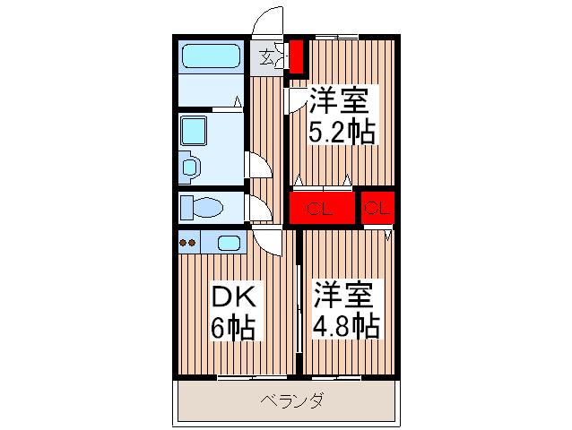 ドレスウェル北戸田(2DK/2階)の間取り写真