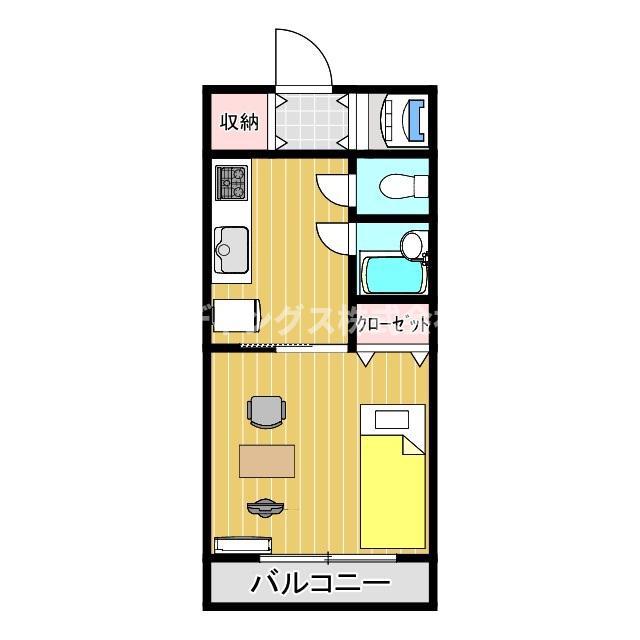 オークサンガ(1K/1階)の間取り写真