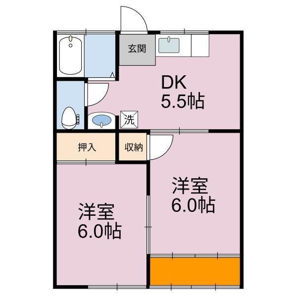 金堂ビル(2DK/3階)の間取り写真